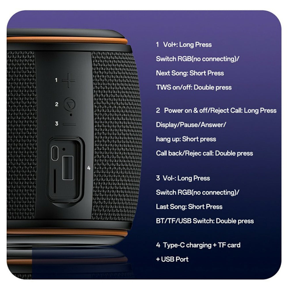 Φορητό Ηχείο Bluetooth Yesido YSW40, 8W, RGB, Μαύρο