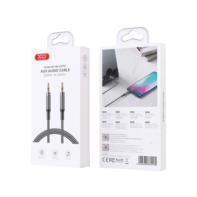 Καλώδιο Ήχου 3.5mm - 3.5mm XO Design NB-R279C, 1m, Μαύρο