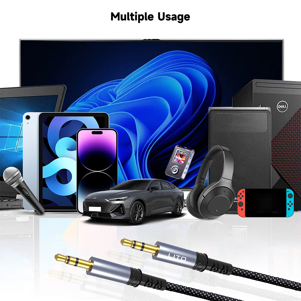 Audio Cable 3.5mm - 3.5mm Lito LA01D, 1m, Black