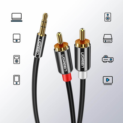Καλώδιο Ήχου 3.5mm - 2 x RCA UGREEN AV116, 5m, Μαύρο