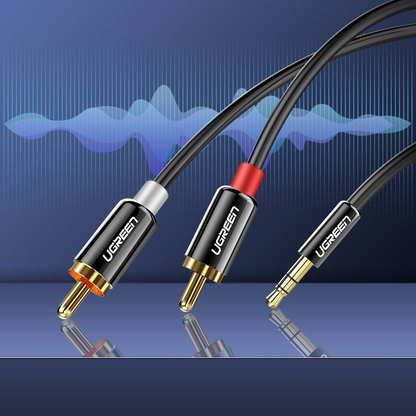 Καλώδιο Ήχου 3.5mm - 2 x RCA UGREEN AV116, 2m, Μαύρο