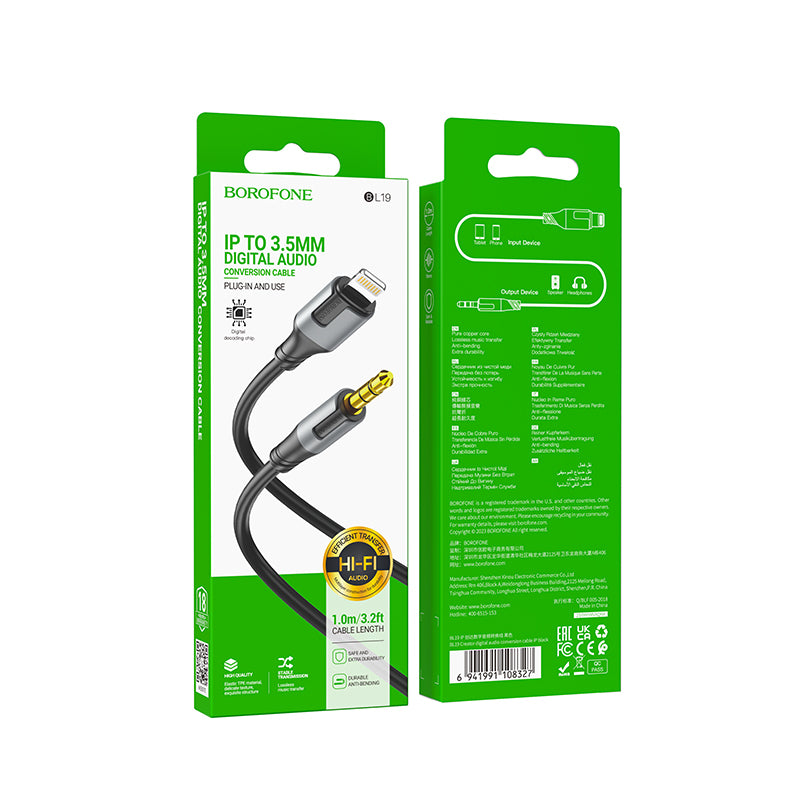 Καλώδιο Ήχου Lightning - 3.5mm Borofone BL19 Creator, 1m, Μαύρο