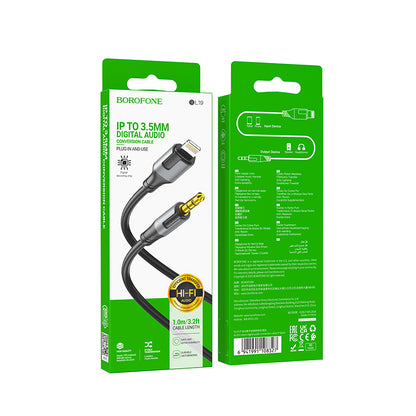 Καλώδιο Ήχου Lightning - 3.5mm Borofone BL19 Creator, 1m, Μαύρο