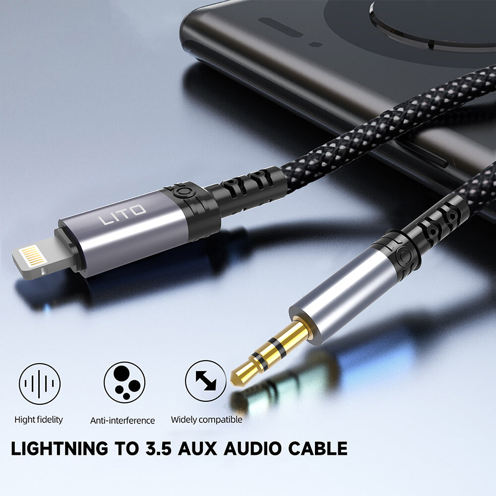 Καλώδιο Ήχου Lightning - 3.5mm Lito LA01L, 1m, Μαύρο