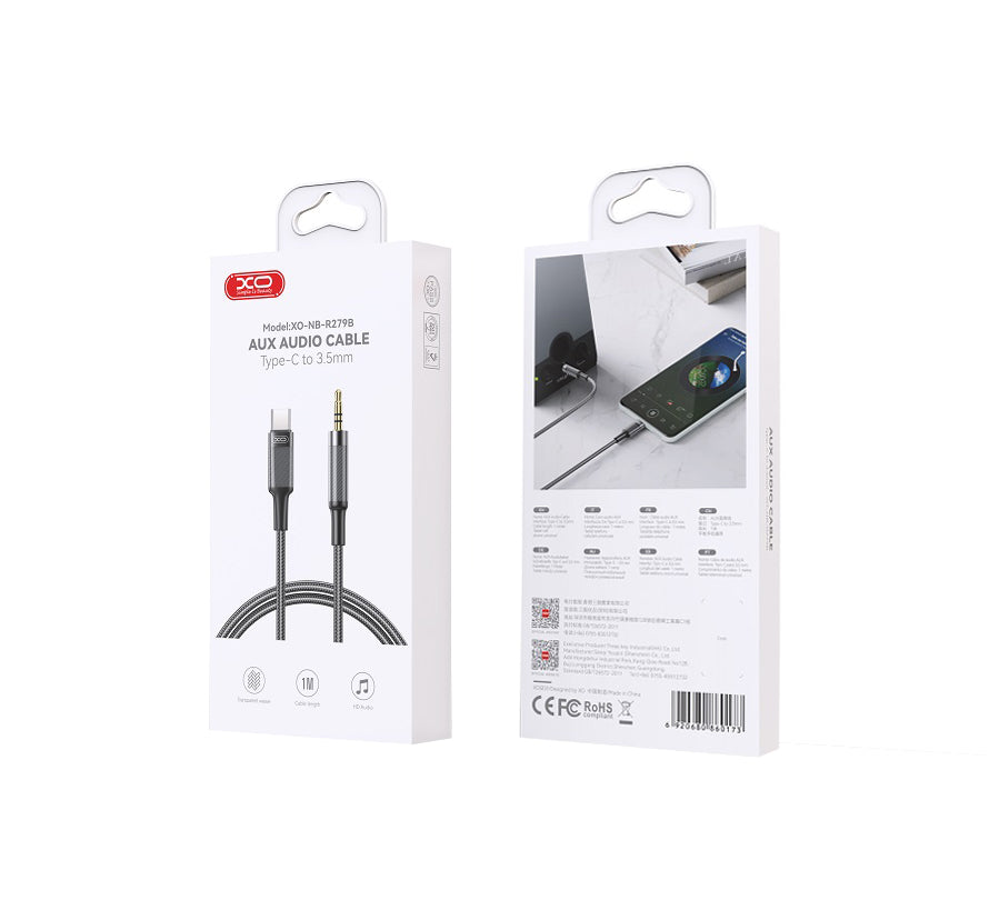 Καλώδιο Ήχου USB-C - 3.5mm XO Design NB-R279B, 1m, Μαύρο