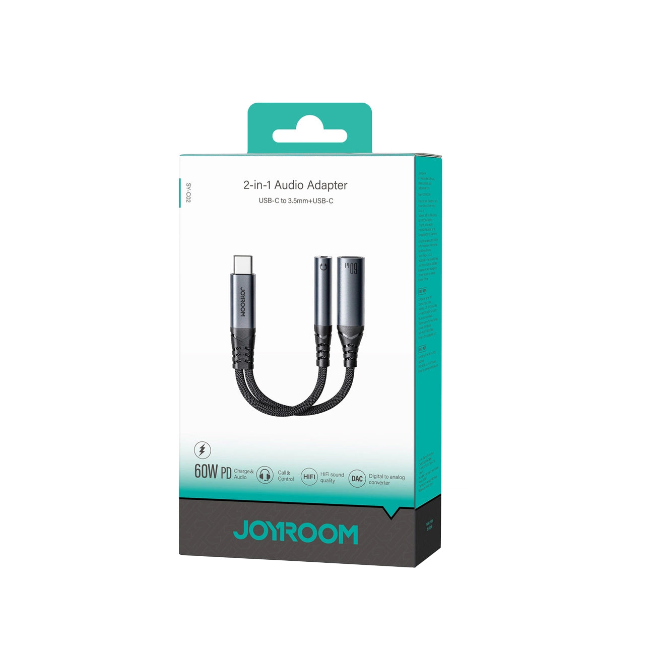 Καλώδιο Ήχου USB-C - 3.5mm / USB-C Joyroom SY-C02, 0.14m, Μαύρο