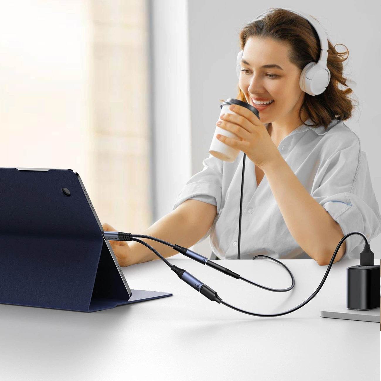 Καλώδιο Ήχου USB-C - 3.5mm / USB-C Joyroom SY-C02, 0.14m, Μαύρο