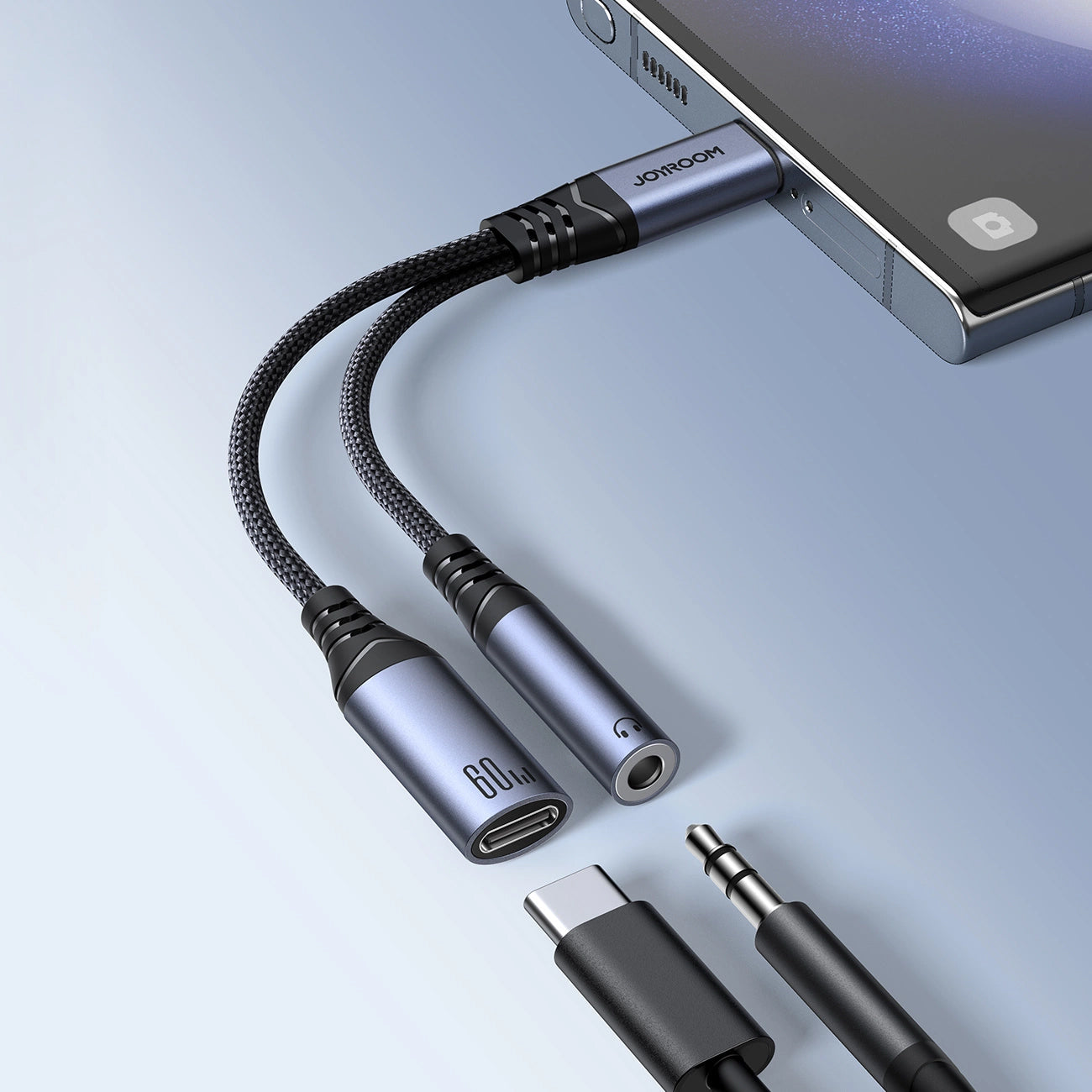 Καλώδιο Ήχου USB-C - 3.5mm / USB-C Joyroom SY-C02, 0.14m, Μαύρο