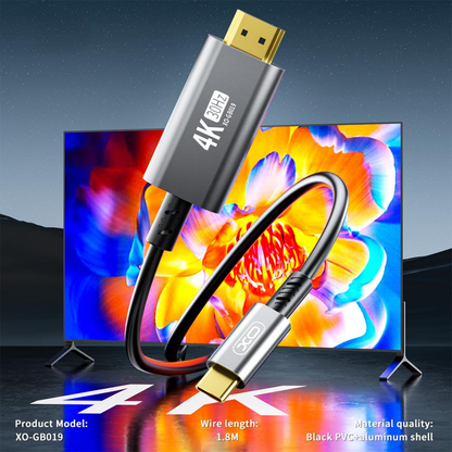 Καλώδιο Ήχου και Βίντεο USB-C - HDMI XO Design GB019, 1.8m, Μαύρο