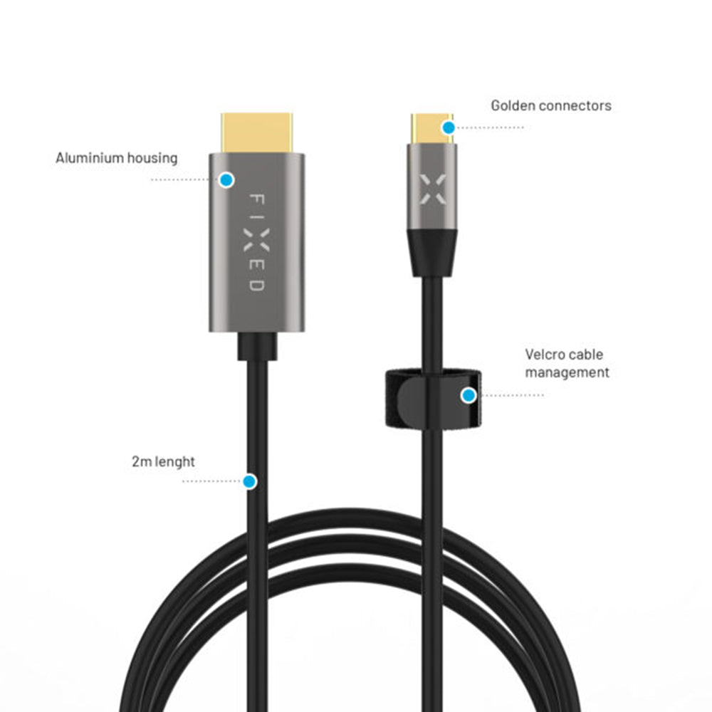 Καλώδιο Ήχου και Βίντεο USB-C - HDMI Fixed, 2m, Γκρι