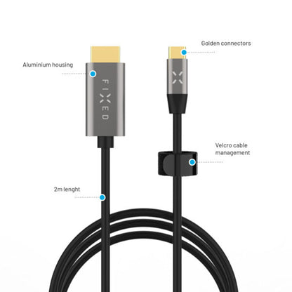 Καλώδιο Ήχου και Βίντεο USB-C - HDMI Fixed, 2m, Γκρι