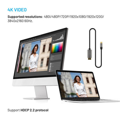 Καλώδιο Ήχου και Βίντεο USB-C - HDMI Fixed, 2m, Γκρι