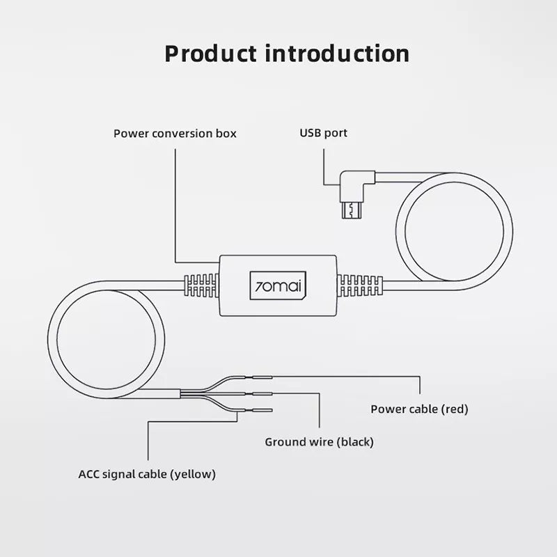 Σκληρό καλώδιο 70mai Midrive Kit UP02, microUSB, 3m