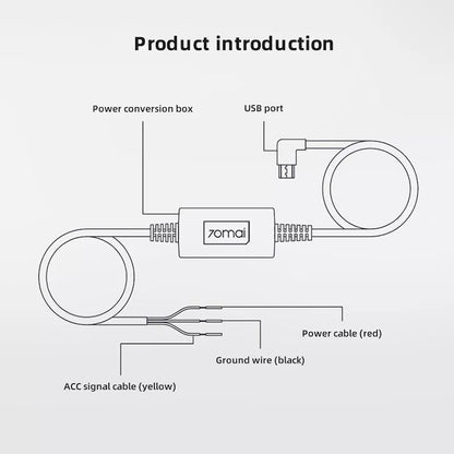 Σκληρό καλώδιο 70mai Midrive Kit UP02, microUSB, 3m