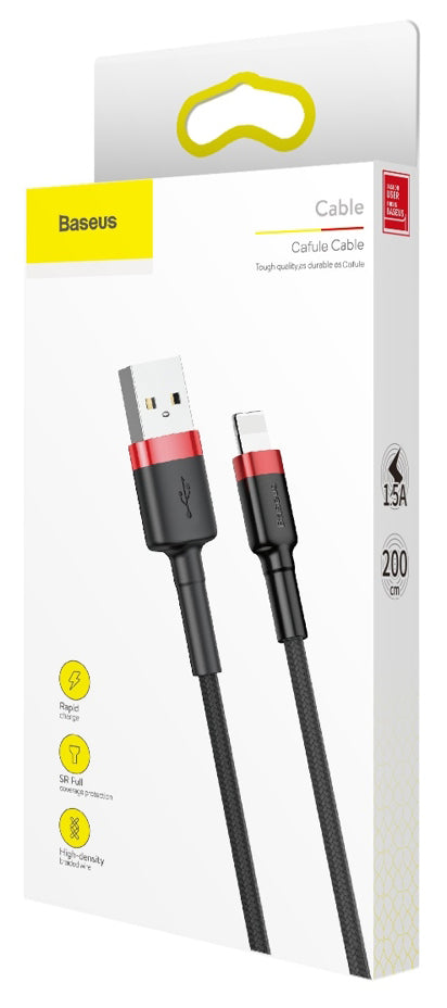 Καλώδιο δεδομένων και φόρτισης USB-A - Lightning Baseus Cafule, 18W, 2m, κόκκινο CALKLF-C19