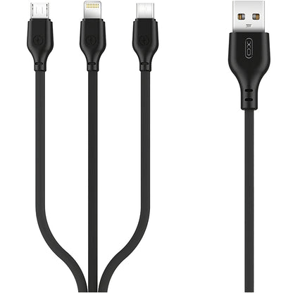 Καλώδιο Φόρτισης USB-A - Lightning / microUSB / USB-C XO Design NB103 3σε1, 10W, 1m, Μαύρο
