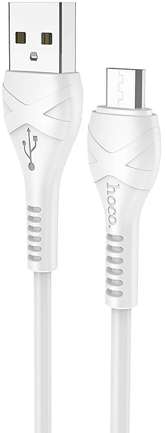 USB-A to microUSB Data and Charging Cable HOCO X37, 18W, 1m, White