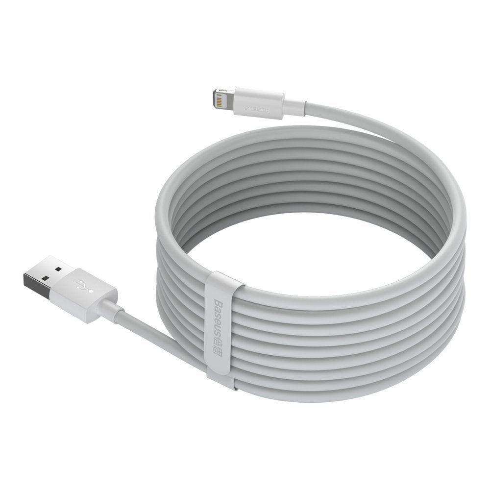 Καλώδιο δεδομένων και φόρτισης USB-A - Lightning Baseus Simple Wisdom, 18W, 1.5m, σετ 2 τεμαχίων, λευκό TZCALZJ-02