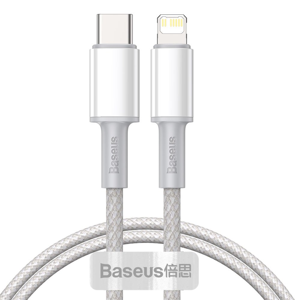 Καλώδιο δεδομένων και φόρτισης USB-C - Lightning Baseus υψηλής πυκνότητας με πλεκτό, 20W, 2m, λευκό CATLGD-A02