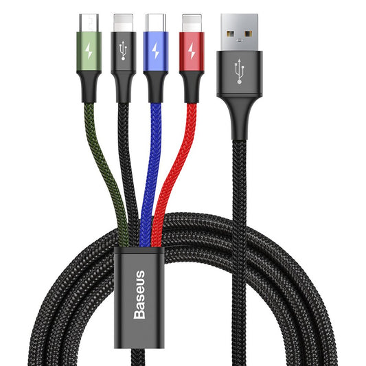 Καλώδιο φόρτισης USB-A - 2 x Lightning / microUSB / USB-C Baseus Rapid 4in1, 20W, 1.2m, μαύρο CA1T4-A01