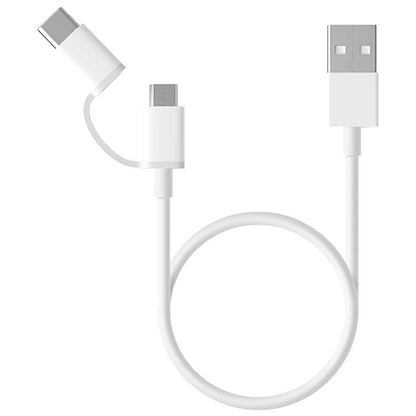 Καλώδιο δεδομένων και φόρτισης USB-A - microUSB / USB-C Xiaomi Mi 2in1, 18W, 0.3m, Λευκό SJV4083TY