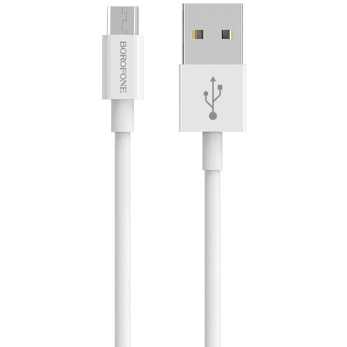 Καλώδιο δεδομένων και φόρτισης USB-A - microUSB Borofone Bloom BX22, 18W, 1m, Λευκό