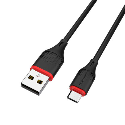 Καλώδιο δεδομένων και φόρτισης USB-A - microUSB Borofone Enjoy BX17, 18W, 1m, Μαύρο