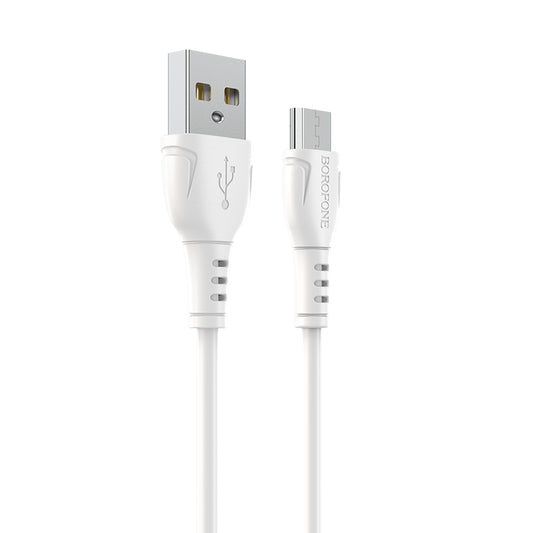 Καλώδιο δεδομένων και φόρτισης USB-A - microUSB Borofone BX51 Triumph MP, 18W, 1m, Λευκό