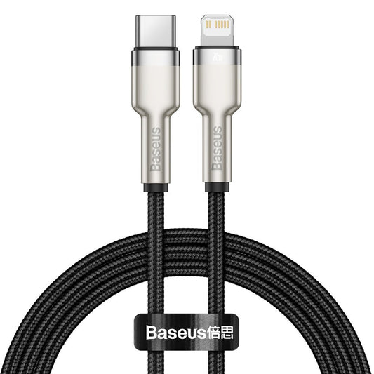 Καλώδιο δεδομένων και φόρτισης USB-C - Lightning Baseus Cafule Metal Series, 20W, 1m, μαύρο CATLJK-A01