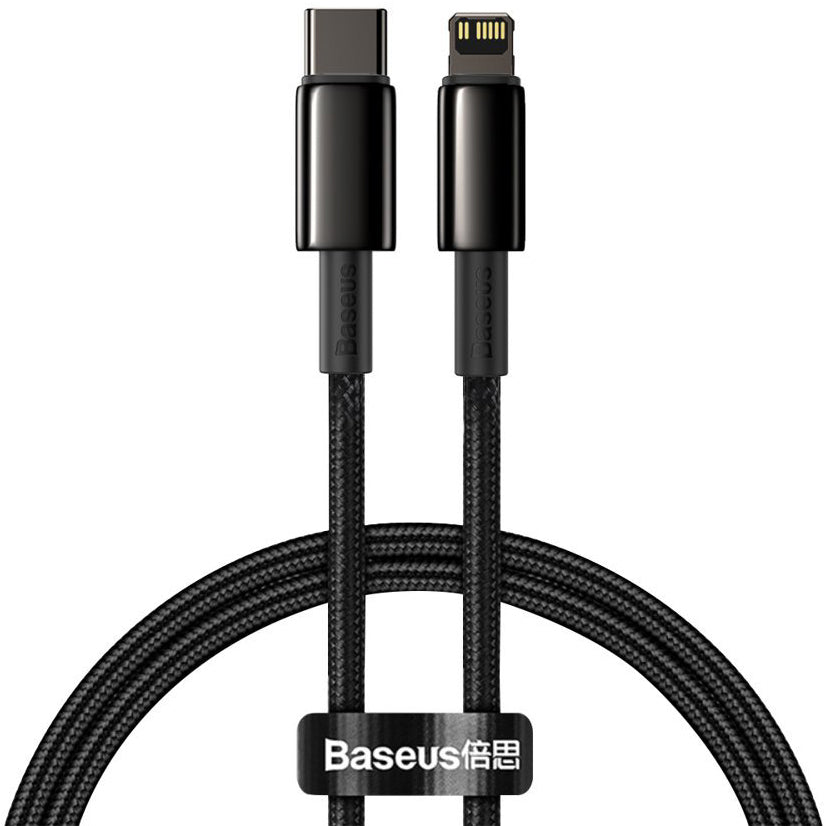 Καλώδιο δεδομένων και φόρτισης USB-C - Lightning Baseus Tungsten Tungsten Gold, 20W, 1m, μαύρο CATLWJ-01 CATLWJ-01