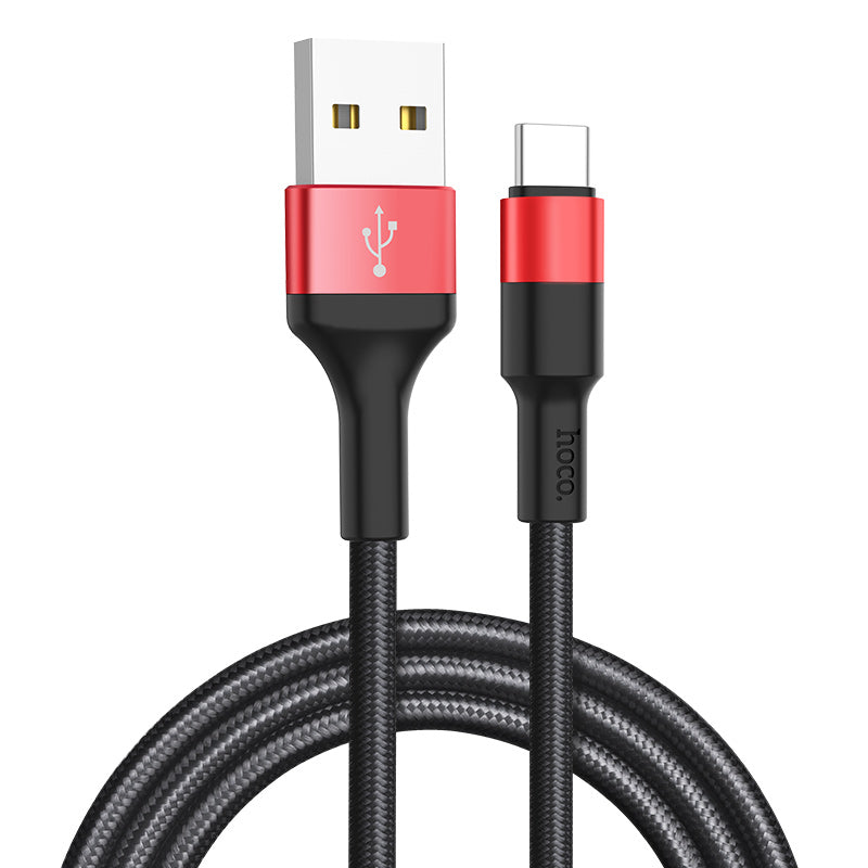 Καλώδιο Δεδομένων και Φόρτισης USB-A - USB-C HOCO X26 Xpress, 18W, 1m, Μαύρο Κόκκινο