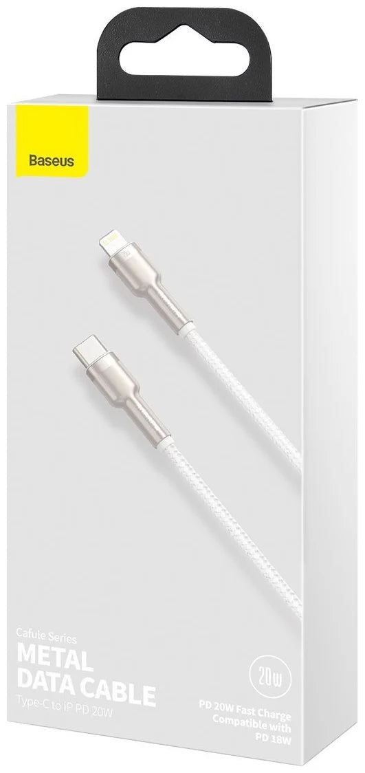 Καλώδιο δεδομένων και φόρτισης USB-C - Lightning Baseus Cafule Metal Series, 20W, 1m, λευκό CATLJK-A02