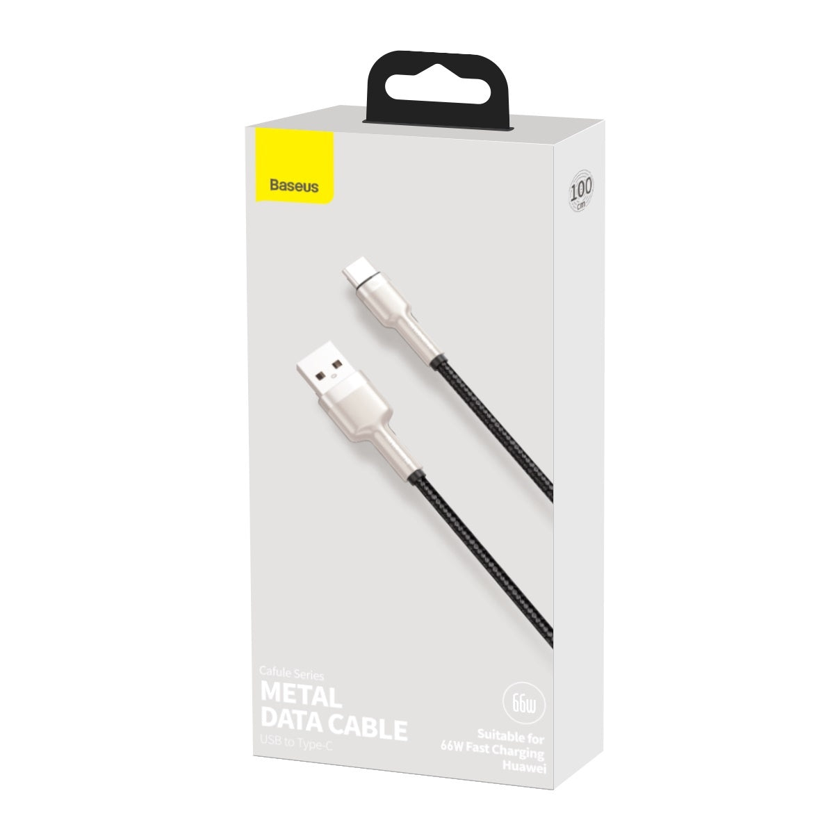 Καλώδιο δεδομένων και φόρτισης USB-A - USB-C Baseus Cafule Metal Series, 66W, 1m, μαύρο CAKF000101 CAKF000101