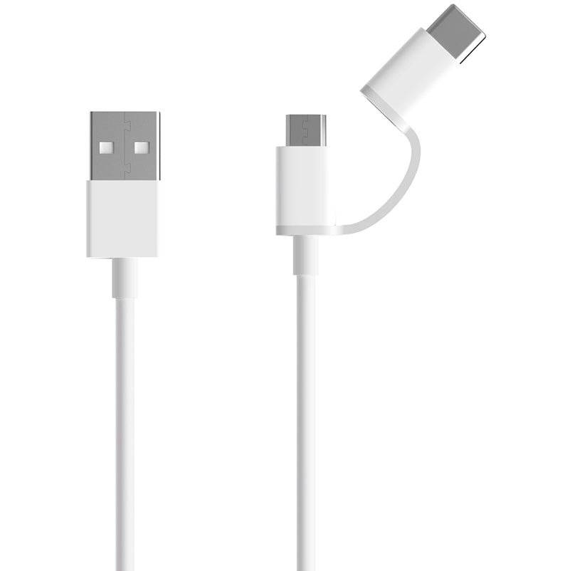 Καλώδιο δεδομένων και φόρτισης USB-A - microUSB / USB-C Xiaomi Mi 2in1, 18W, 1m, Λευκό SJV4082TY 