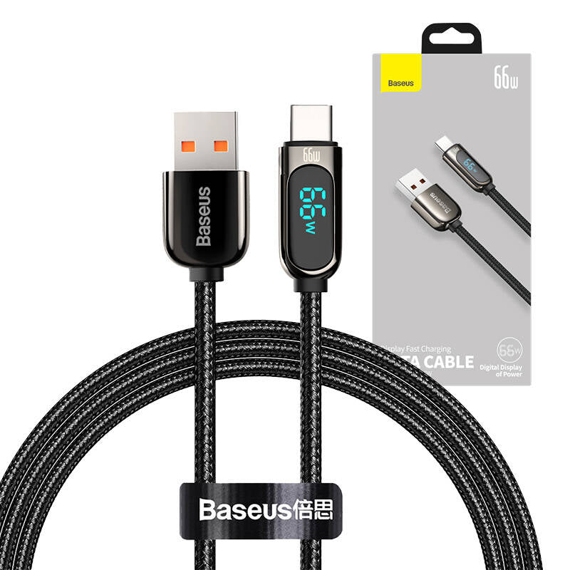 Καλώδιο δεδομένων και φόρτισης USB-A - USB-C Baseus Display Fast Charging, 66W, 1m, μαύρο CASX020001 CASX020001 