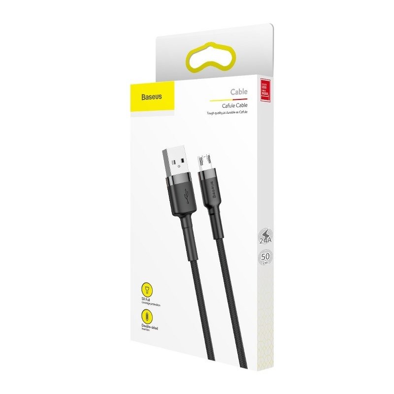 Καλώδιο δεδομένων και φόρτισης USB-A - microUSB Baseus Cafule, 18W, 0,5m, γκρι CAMKLF-AG1