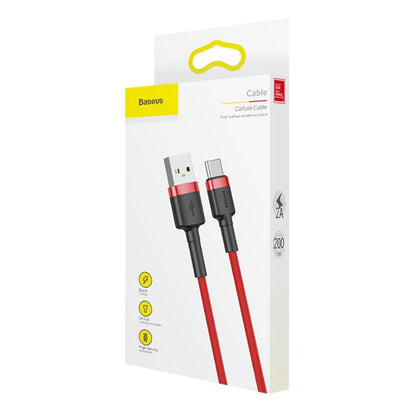 Καλώδιο δεδομένων και φόρτισης USB-A - USB-C Baseus Cafule, 18W, 2m, κόκκινο CATKLF-C09