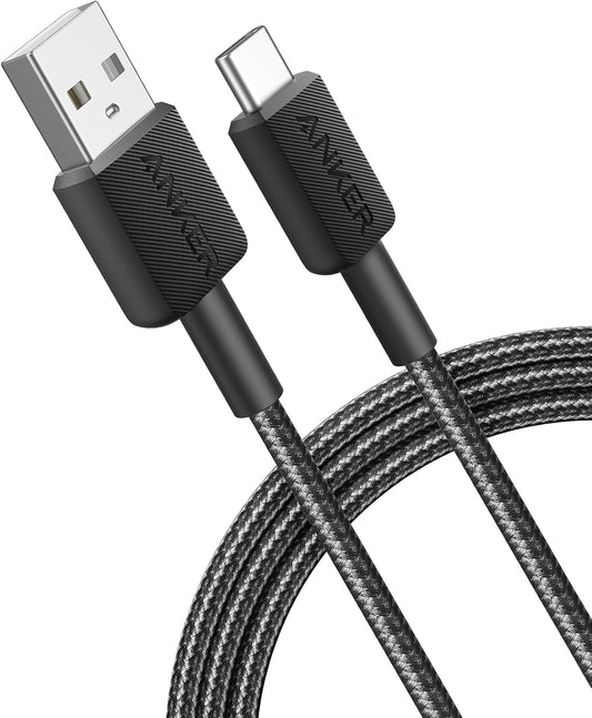 Καλώδιο δεδομένων και φόρτισης USB-A σε USB-C Anker 322, 18W, 1,8m, μαύρο A81H6G11 