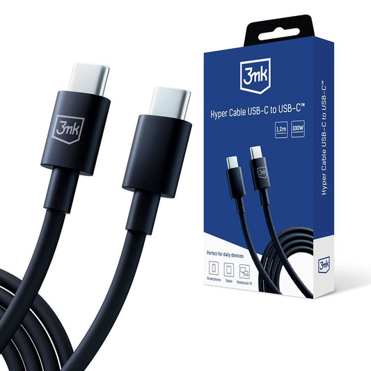 Καλώδιο δεδομένων και φόρτισης USB-C - USB-C 3MK Hyper, 100W, 1,2m, Μαύρο 