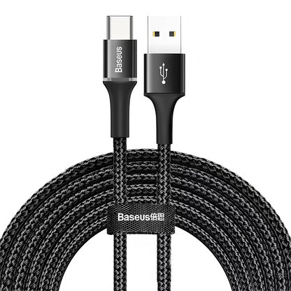 Καλώδιο δεδομένων και φόρτισης USB-A σε USB-C Baseus Halo, 18W, 3m, μαύρο 