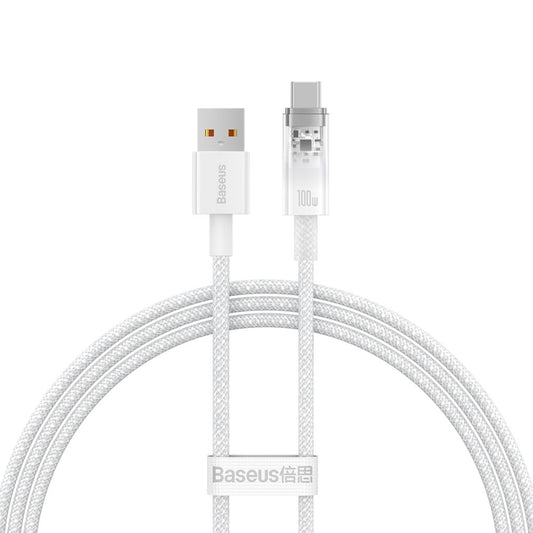 Καλώδιο Δεδομένων και Φόρτισης USB-A - USB-C Baseus Explorer, 100W, 1m, Λευκό CATS010402