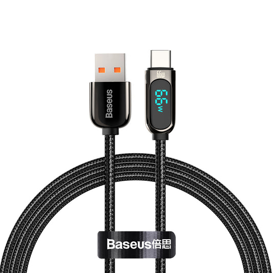 Καλώδιο Δεδομένων και Φόρτισης USB-A - USB-C Baseus Display, 66W, 2m, Μαύρο CASX020101