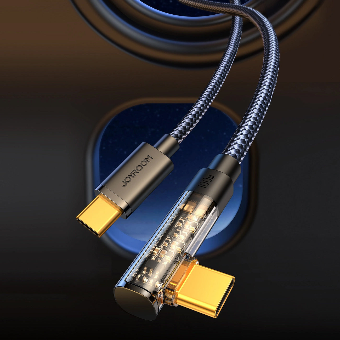Καλώδιο Δεδομένων και Φόρτισης USB-C - USB-C Joyroom S-CC100A6 Angled, 100W, 1.2m, Μαύρο