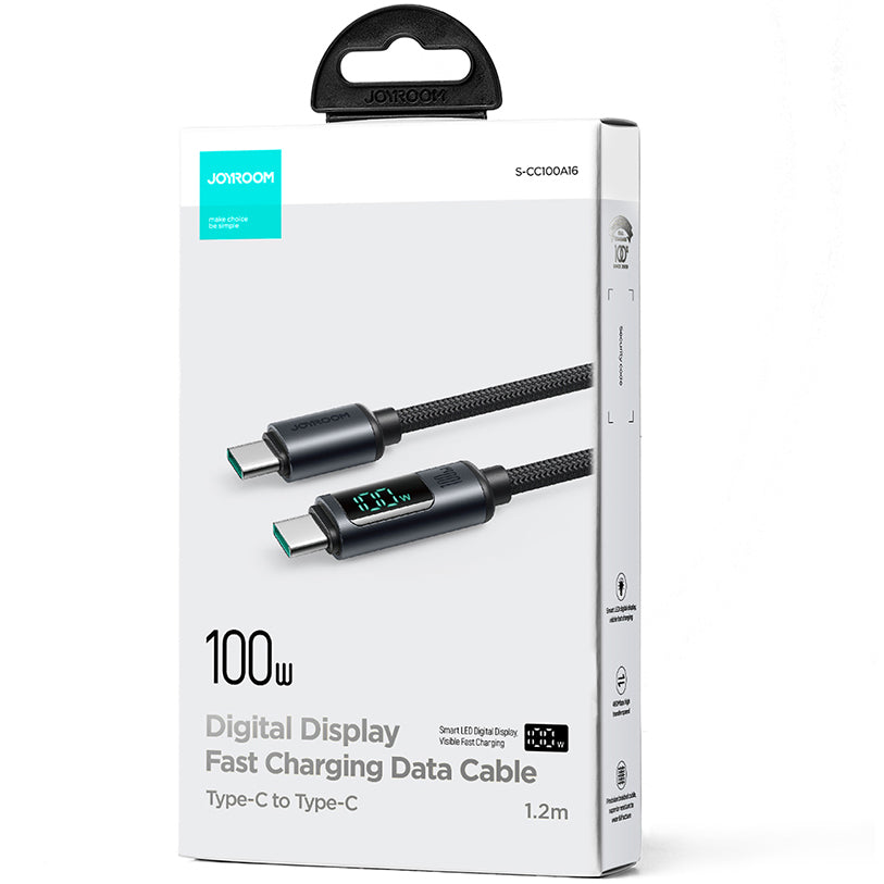 Καλώδιο Δεδομένων και Φόρτισης USB-C - USB-C Joyroom S-A16 Prism Display, 100W, 1.2m, Μαύρο