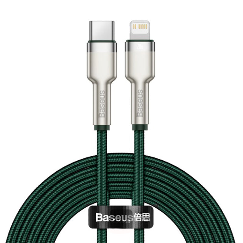 Καλώδιο Δεδομένων και Φόρτισης USB-C - Lightning Baseus Cafule Metal Series, 20W, 2m, Πράσινο CATLJK-B06