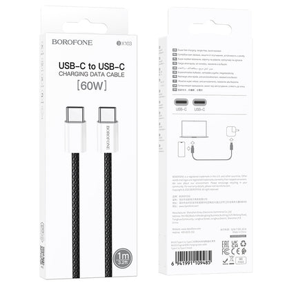 USB-C Data and Charging Cable - USB-C Borofone BX103 Original, 60W, 1m, Black