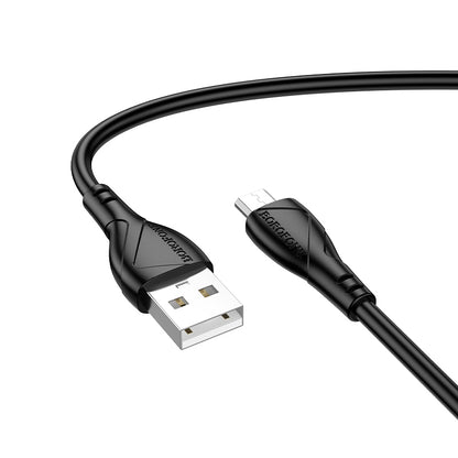 Καλώδιο Δεδομένων και Φόρτισης USB-A - microUSB Borofone BX121 Energy, 18W, 1m, Μαύρο