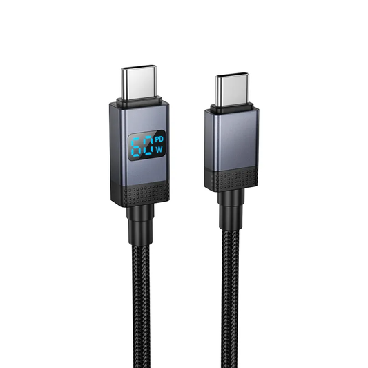 Καλώδιο Δεδομένων και Φόρτισης USB-C - USB-C HOCO X118 Display, 60W, 1m, Μαύρο