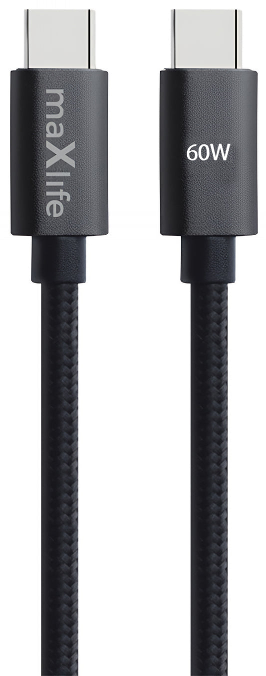Καλώδιο Δεδομένων και Φόρτισης USB-C - USB-C MaXlife MXUC-12, 60W, 1m, Μαύρο