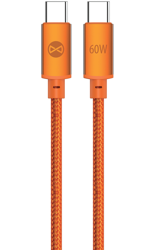 Καλώδιο Δεδομένων και Φόρτισης USB-C - USB-C Forever Saffron, 60W, 1μ, Πορτοκαλί